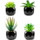 thumbnail image 1 of Plantas artificiales de interior en macetas, plantas artificiales al aire libre, mini plantas suculentas verdes en cerámica negra estética para baño, sala de estar, oficina (4) TUNC Sencillez, 1 of 5