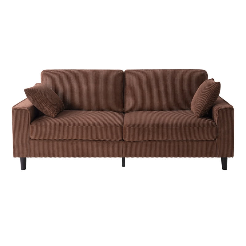 Howcool 81.8"W Corduroy Loveseat Sofa,Mid-Century Modern 2-Seater Sofa Couch, Heavy-Duty Iron & Wood Frame, Soft Upholstered Loveseat for Living Room/Bedroom