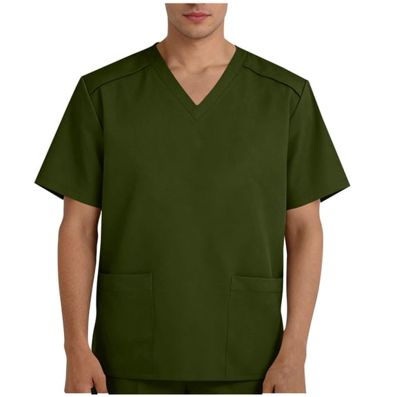 Scrub Top for Men - Stretch V-Neck Scrubs with 3 Pockets, Anti-Wrinkle Scrubs for Men