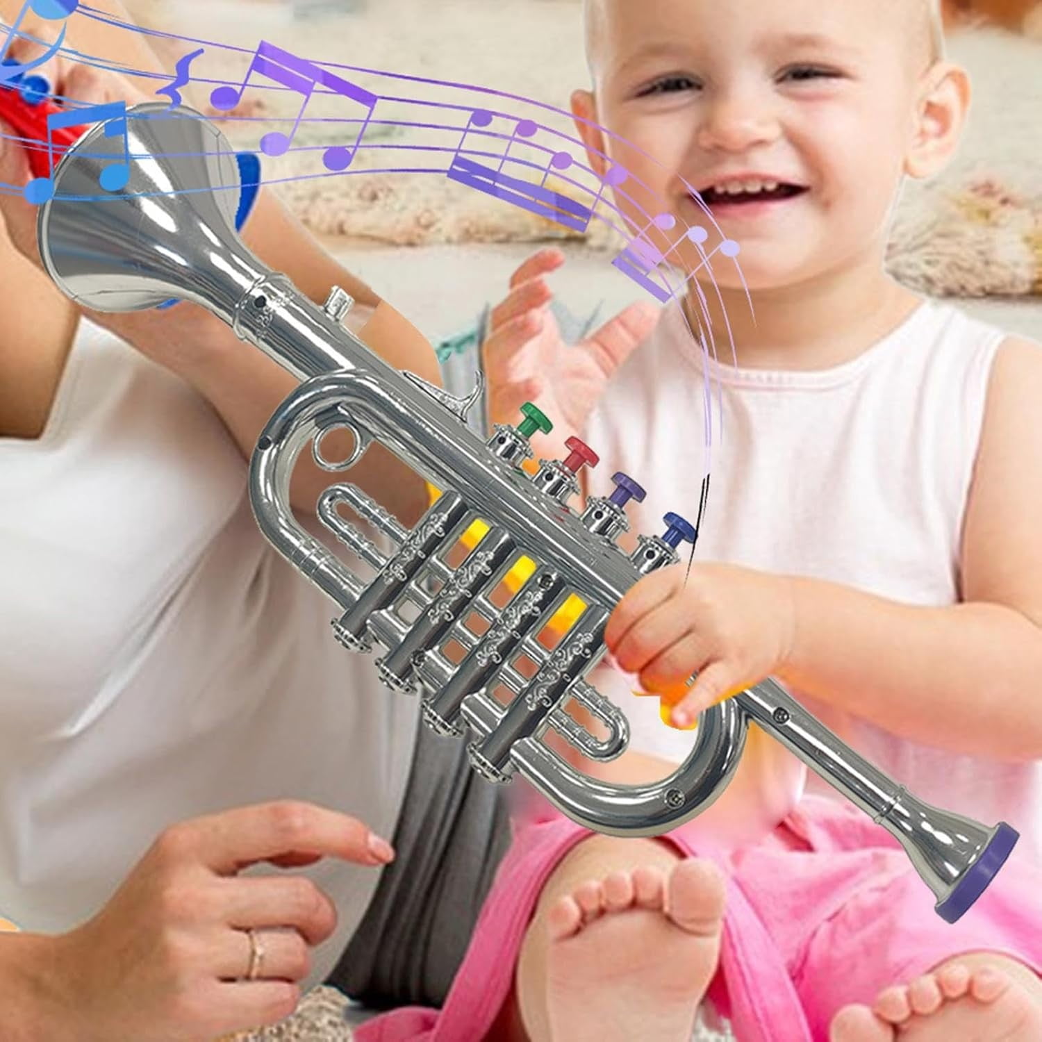 Loespoir Children's Trumpet Toy, Trumpet Wind Instrument for Toddlers, Musical Toy for Kids, for Early Learning, Play, Party, Colorful, Sturdy Plastic