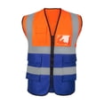 thumbnail image 1 of Chaleco reflectante de seguridad de alta visibilidad, ligero y con bolsillos para almacén. Naranja y azul, 1 of 9