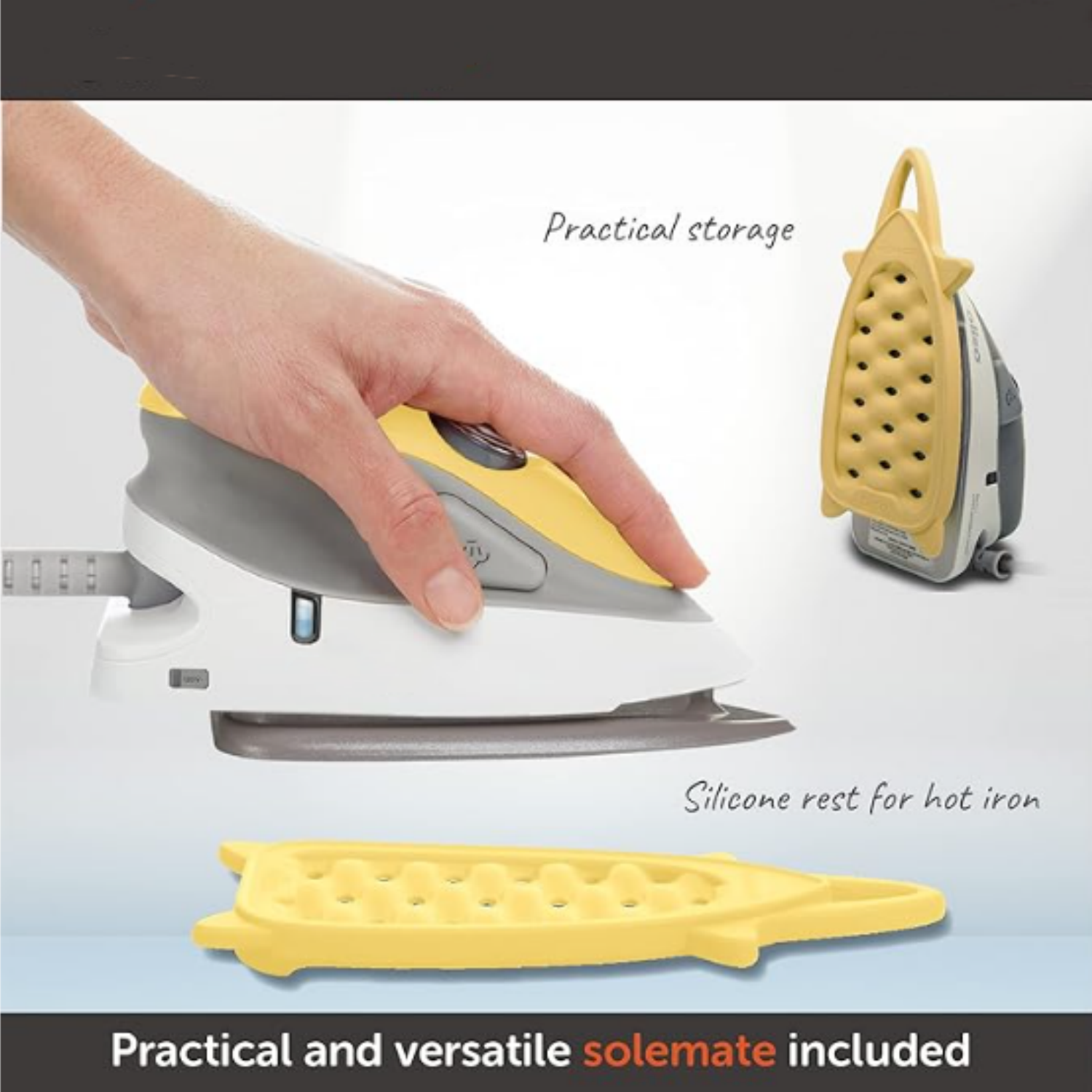 M2Pro Mini Steam Iron with Solemate® – 1000 Watt Dual Voltage Travel Iron for Sewing, Quilting, and Crafting – Ceramic Soleplate, Precision Tip – Butterscotch
