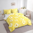 thumbnail image 4 of Homewish Vibrant Yellow Daisy Bedding Comforter Set 7pcs for Teen, Groovy Flower Floral Queen Bedding Sets, Cute Cartoon Theme Reversible Queen Sheet Sets, Breathable Home Decor, 4 of 8