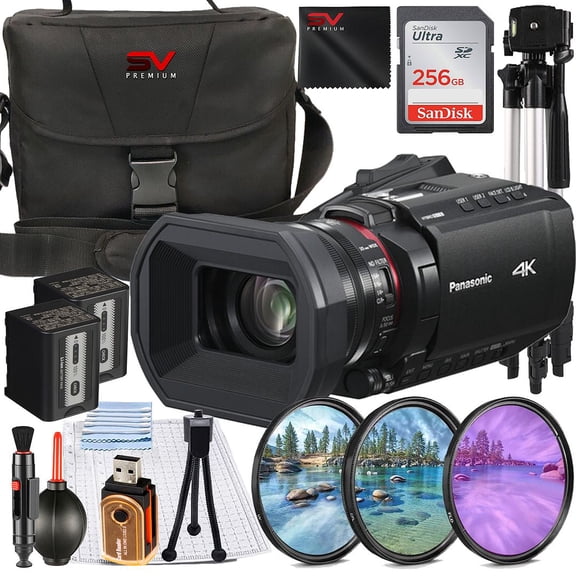 Panasonic HC-X1200 UHD 4K HDMI Lightweight Compact Camcorder with 256GB SanDisk Memory Card   Case   Filter Kit   SV Premium Accessory Bundle