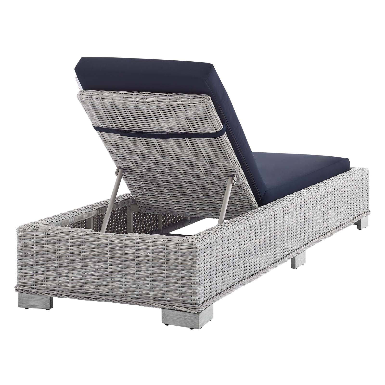 Modway Conway Sunbrella? Outdoor Patio Wicker Rattan Chaise Lounge in Light Gray Navy - image 5 of 10