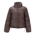 thumbnail image 1 of Womens Light Jacket,Solid Color Stand Collar Loose Thick Bread Suit Small Padded Jacket, 1 of 5