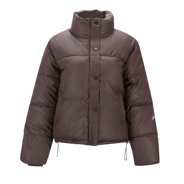 Womens Light Jacket,Solid Color Stand Collar Loose Thick Bread Suit Small Padded Jacket
