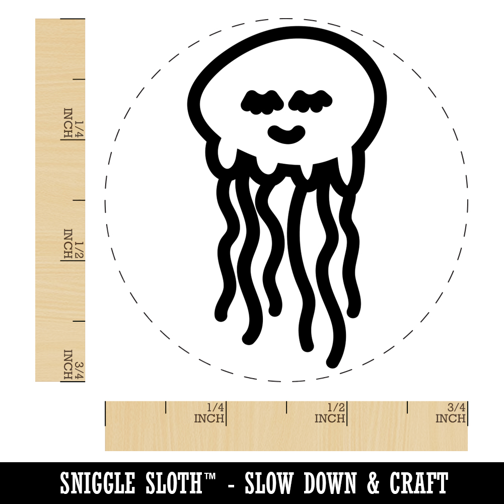 Jellyfish Doodle Self-Inking Rubber Stamp Ink Stamper - Fuchsia Ink - Small 3/4 Inch