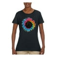thumbnail image 2 of Wild Bobby, Colorful Tie Dye Sunflower Womens, Streetwear, Womens Graphic Tees, Black, Small, 2 of 3