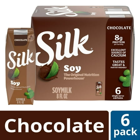 Silk Dairy Free Shelf Stable Chocolate Soy Milk - 6 ct / 8 fl oz - Pack of 2