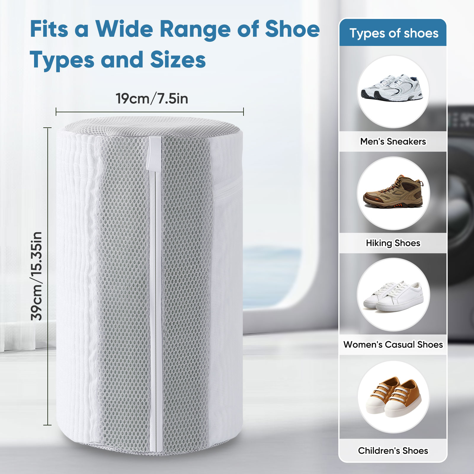 Avoalre Shoe Washing Bag for Washing Machine, Deep Cleaning Laundry Shoe Bag with Shoe Tree, Durable & Reusable for Various Shoes