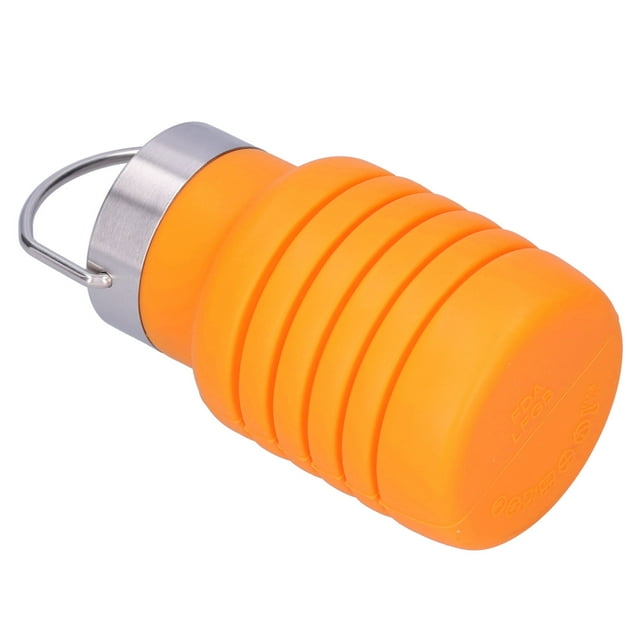 Botella De Agua De Silicona Plegable Portátil De 500 Ml Con Tapa De Acero Inoxidable Para Actividades Al Aire Libre