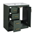 thumbnail image 7 of 30" Bathroom Vanity with Ceramic Sink, Solid Wood & MDF Storage Cabinet, 3 Drawers & Soft-Close Cabinet, Green Freestanding Vanity Set, 7 of 7