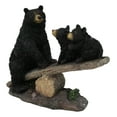 thumbnail image 5 of Rustic Forest Black Bear Mother and 2 Cubs Sitting On Tree Logs Seesaw Figurine, 5 of 9