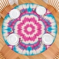 thumbnail image 2 of Pink Blue Tie Dye Mandala Round Fitted Tablecloth with Elastic Edge,Dining Table Cover Waterproof,Outdoor Round Tablecloth for Camping,Dining,Indoor and Outdoor, 2 of 7