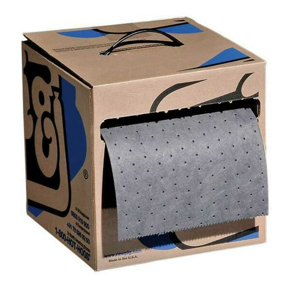 Pig Sorbent Roll, 8 gal, 10 in x 100 ft, Universal, Gray, Polypropylene MAT226