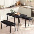thumbnail image 1 of Kitchen Table Set with 2 Upholstered Benches for 4, Dining Room Rectangular Table Set with Metal Frame for Small Space, Apartment, 1 of 9
