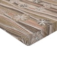 thumbnail image 2 of Ambesonne Floral Fitted Sheet, Flowers on Wavy Stripes, Full Size, Dark Brown Sand Brown, 2 of 3