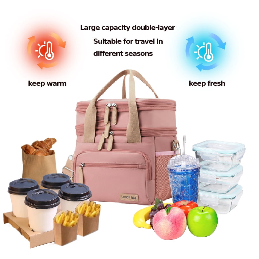 Lunch Bag for Women, Loncheras Para Mujer, Leakproof Insulated Large Lunchbox Dual Compartment Lunch Box Adult For Work Beach Picnic Hiking