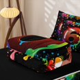 thumbnail image 5 of meiyoeat Graffiti Dripping Football Zipper Twin Comforter Sets with Fitted Sheet and 2 Pillowcases for Boys, Rainbow 67 Number Stars Zipper Bedding Set, Black Reversible, 4 Pieces, 5 of 7