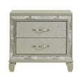 thumbnail image 2 of Bet 28 Inch Nightstand, 2 Rhinestone Inlaid Drawers, Chrome Handles, Silver, 2 of 5