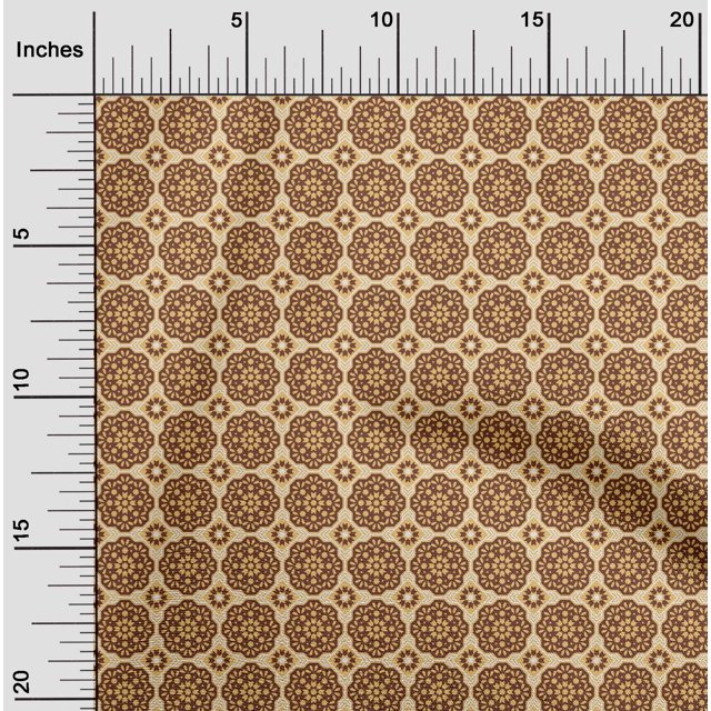 oneOone Velvet Brown Fabric Floral & Tiles Moroccan Sewing Craft Projects Fabric Prints By Yard 58 Inch Wide