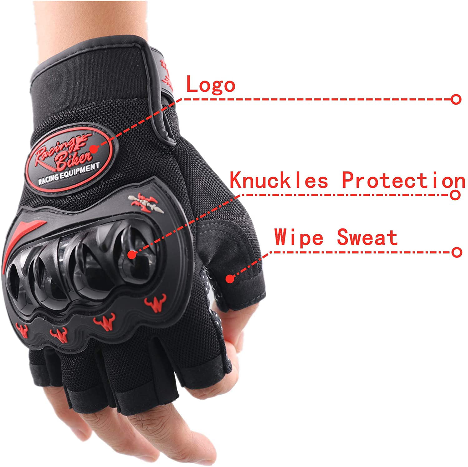 Mountain Bike Gloves with Knuckle Protection Function for Men Women Youth Kids OUMATR Dirt Bike Gloves BMX MX ATV MTB Gloves Professional Half Finger Design Safe Comfortable