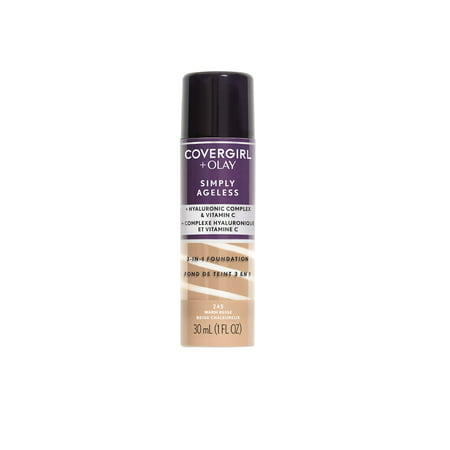 COVERGIRL + OLAY Simply Ageless 3-in-1 Liquid Foundation, 245 Warm (Best Foundation For Sweaty Face India)