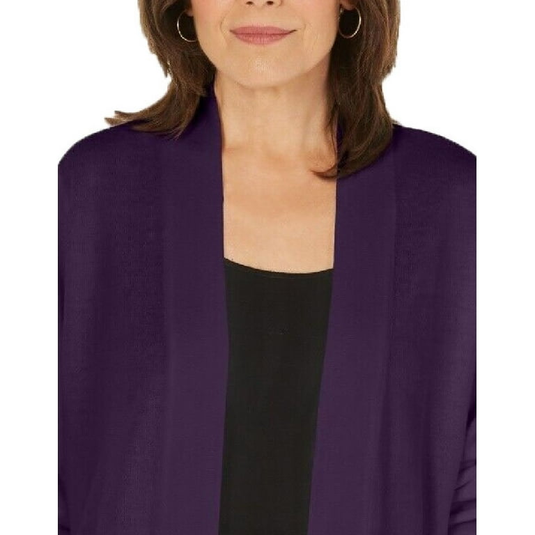 Karen Scott Women s Petite Open Front Cardigan Purple Size Medium Walmart