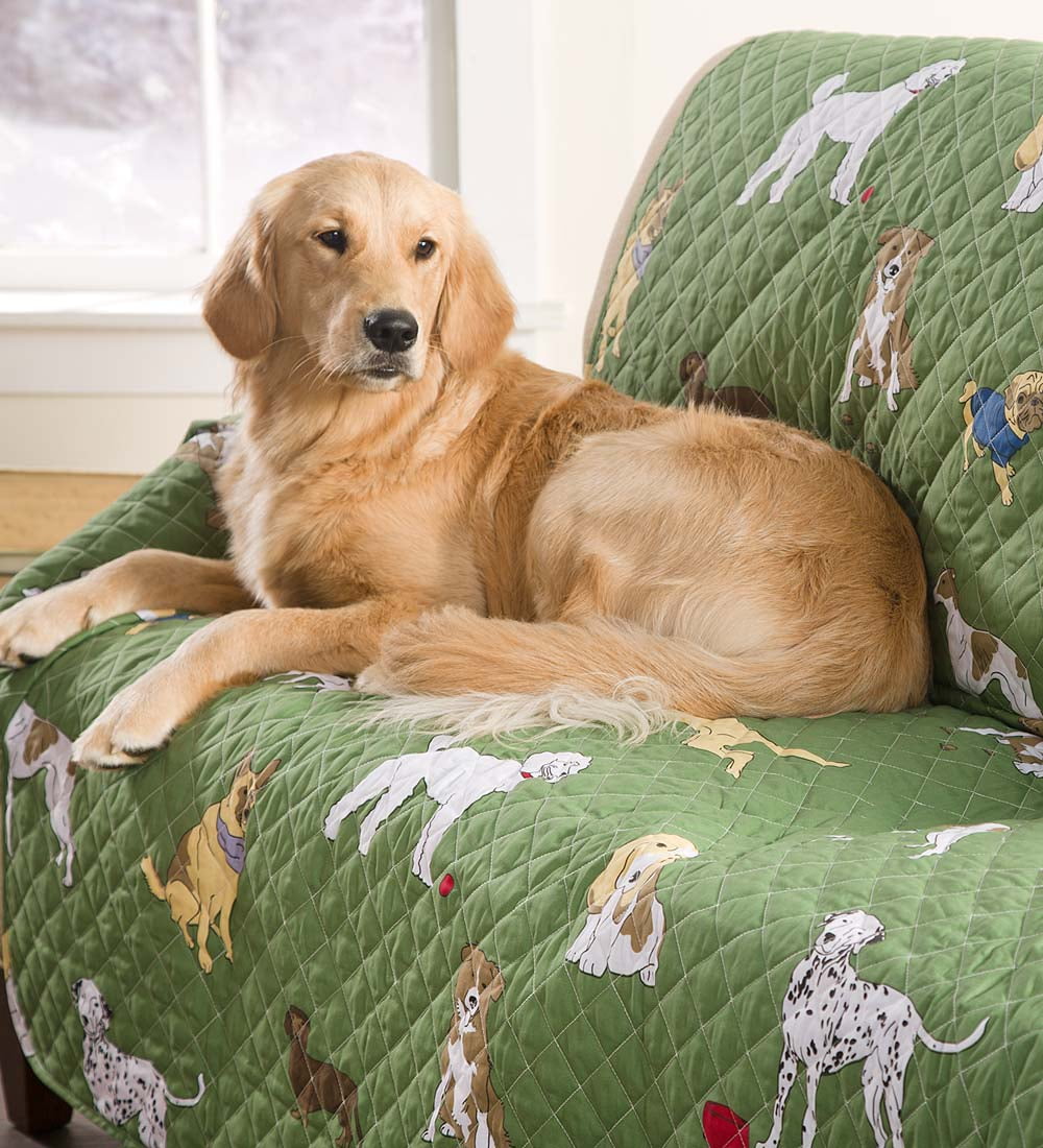 Pet Chair Cover in Bedtime Tails, Green by Plow & Hearth
