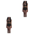 thumbnail image 4 of Naiovety Conjunto de traje de baño dividido para mujer Traje de baño sin mangas de color sólido Ropa de playa Negro M Negro XL 2piezas, 4 of 6