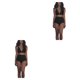 thumbnail image 4 of Soidarity Conjunto de traje de baño dividido para mujer, traje de baño de Color sólido de poliéster de verano con escote en V profundo, traje Negro XL 2Conjunto, 4 of 6