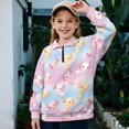 thumbnail image 3 of FUIALDOLG Colorful Cartoon Axolotls Hoodies Kids Half Zip Sweatshirts Casual Loose Fit Long Sleeve Hoodie Sweatshirt Casual Tops for Teenager Girl，9-10Years, 3 of 8