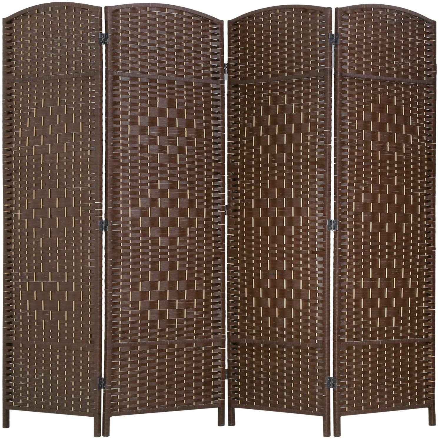 YRLLENSDAN 71in Wood Room Divider Screen with 4 Panels, Room Dividers and Folding Privacy Screens Wall Divider for Living Room Bamboo Room Divider for Room Separation, Brown