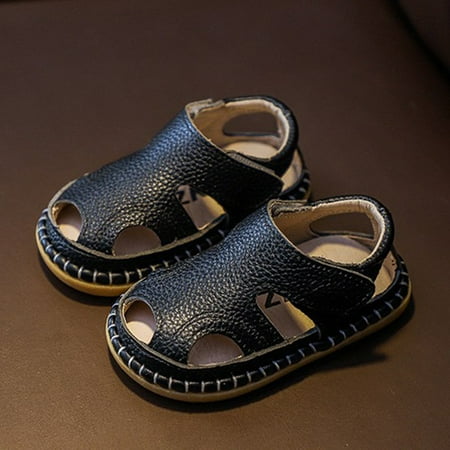 

JUST CLEARENCE Boys Toddler Shoes Soft Sole Female Baby Leather Breathable Beach Shoes Black 15 Yards / Inner Length 12cm