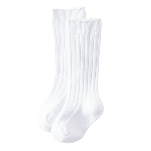 Gureui Toddler Infant Baby Boys Girls Medium Tube Socks, Solid Color Ribbed Knit Knee High Socks Seamless Uniform Stockings
