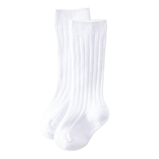 SAYOO Toddler Baby Medium Tube Socks, Solid Color Ribbed Knit Knee High Socks Seamless Uniform Stockings(0-3 Years)