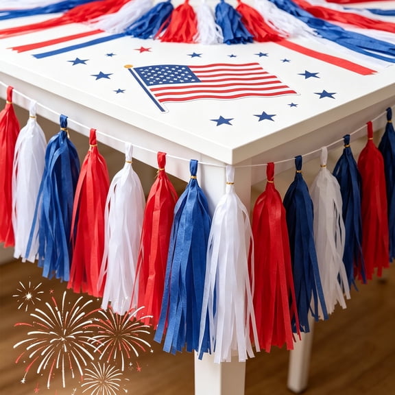 HomeKingdee Patriotic Door Wall Decorations Stripe 118in – Red White Blue Paper Bunting For Outdoor Indoor Independence Day Yard Garden Porch Party