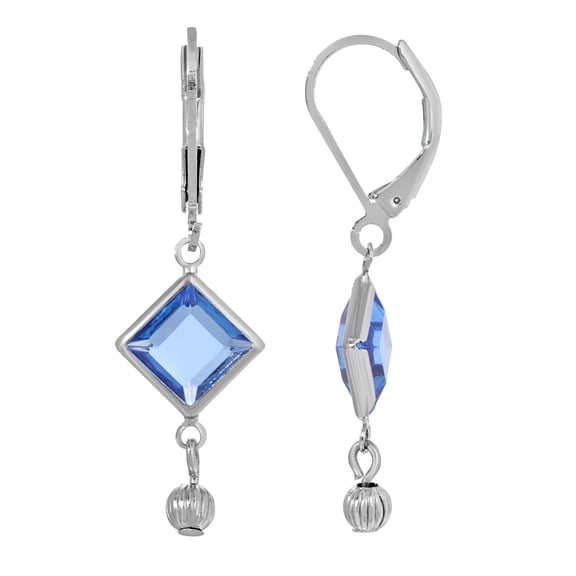 1928 Jewelry Sapphire Blue Swarovski Element Square Drop Earrings