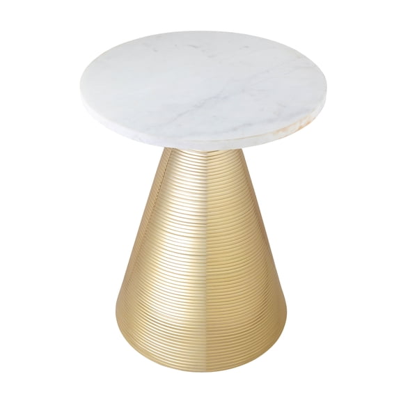 TOV Furniture Tempo White Marble Side Table with Gold Base