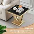 thumbnail image 5 of 3-Piece Modern Faux Marble Table Set, 46.85" Black Coffee Table and 2 End Tables with U-Shaped Stainless Steel Bases for Living Room, 5 of 6