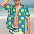 thumbnail image 5 of Lsque Ball Tennis pattern Hawaiian Shirt for Men, Unisex Summer Beach Casual Short Sleeve Button Down Shirts-Small, 5 of 9