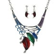 thumbnail image 5 of enjoywould 1 Ensemble Dangle Boucles d'Oreilles Huile-Chute Multicouches Croix Strass Émail Feuille Déclaration Collier Kit Bijoux de Mode, 5 of 5