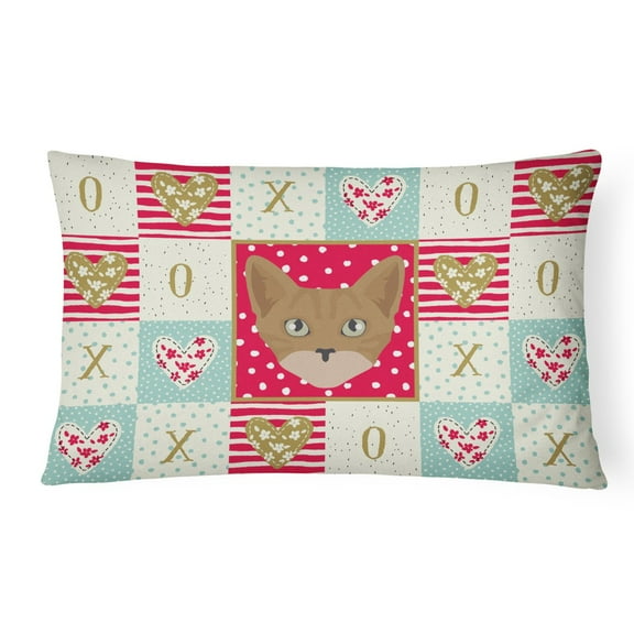 Carolines Treasures CK5086PW1216 Australian Mist Cat Love Canvas Fabric Decorative Pillow, Red, 12H x16W, multicolor