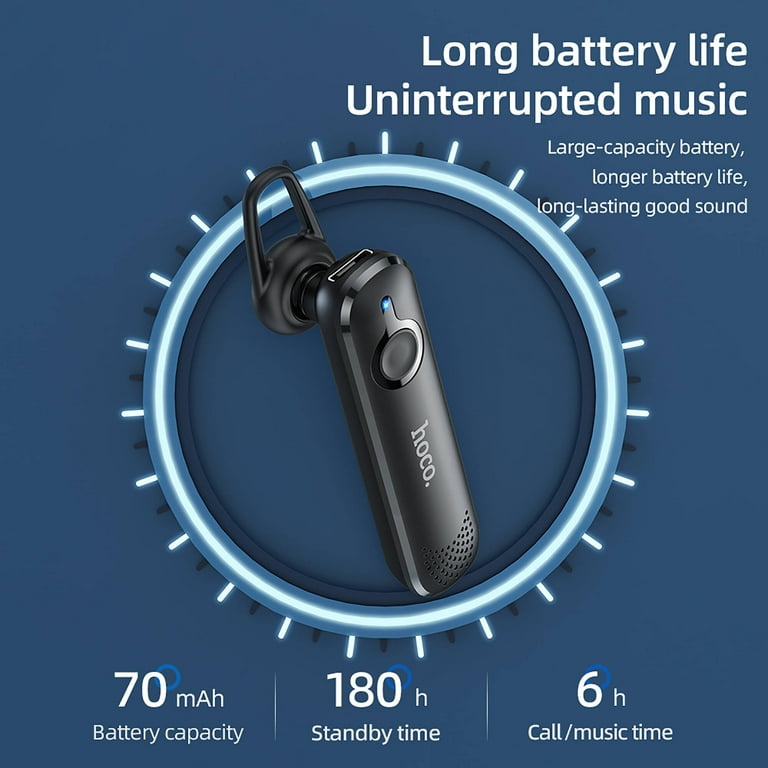 Hoco Wireless Bluetooth Earbuds Single Ear Car Business Headsets Hands Free Answer Calls Earphone with Mic for Cell Phone Iphone Android Black