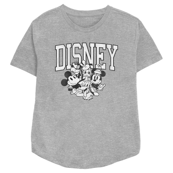 Women's Mickey & Friends Retro Black and White Group Graphic Tee Athletic Heather Small