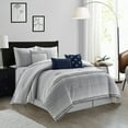 thumbnail image 2 of Nanshing Betty 7 Piece Boho Chic Stripes Comforter Set, Blue, Queen, 2 of 7