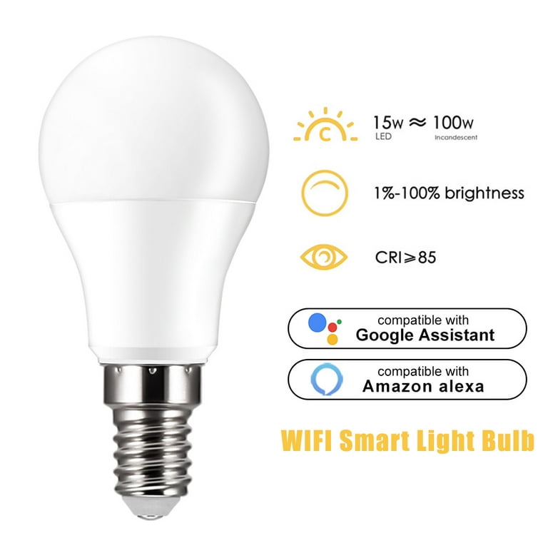 Smart WiFi Light Bulb Lamp 15W RGB RGBW E14/B22/E27 Wake-Up Warm Lights with Home Chrismas Lights - Walmart.com