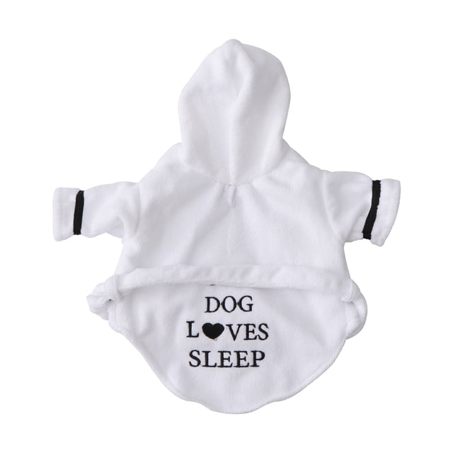 EeaseMX Albornoz de secado rápido para mascotas, pijama de noche súper absorbente y de secado rápido para perro y gato con capucha, talla S (blanco)
