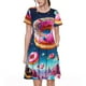 thumbnail image 1 of Disketp Starry Sky Colorful Donut para Vestido de Manga Corta para Mujeres, Vestidos de Verano para Mujeres, Casual y Holgado para la Playa, 1 of 6